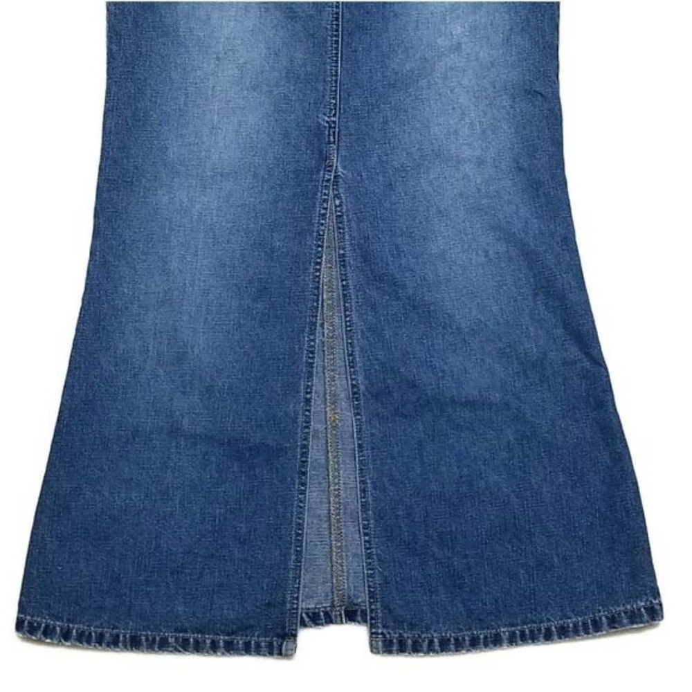 90s Vintage No Boundaries High Waisted Back Slit Maxi Denim Mermaid Skirt Small - Picture 8 of 10